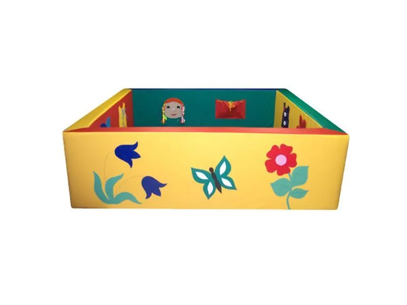 Сухой бассейн с аппликацией, с дидактическими элементами  (квадратный)