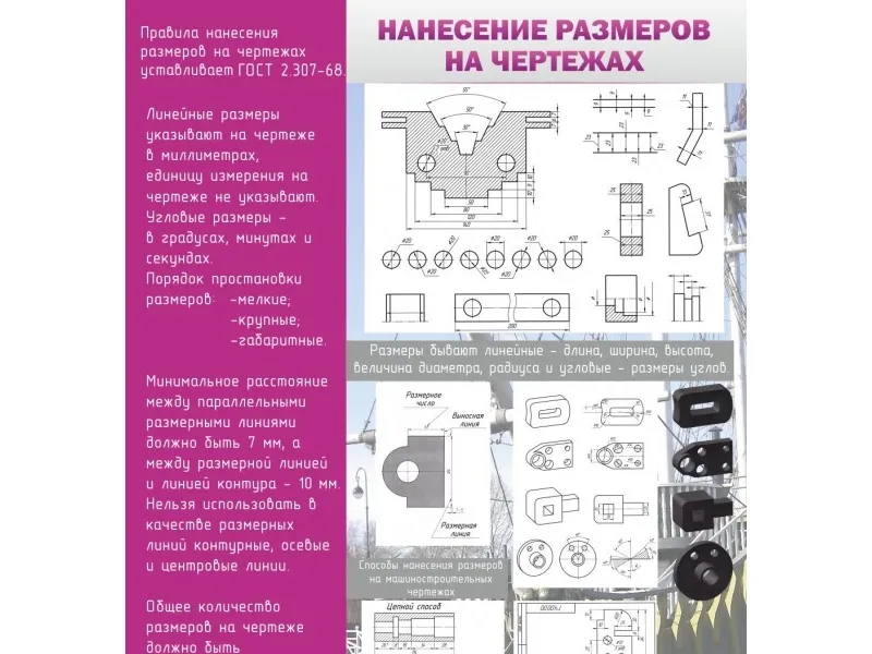 Стенд Нанесение размеров на чертежах