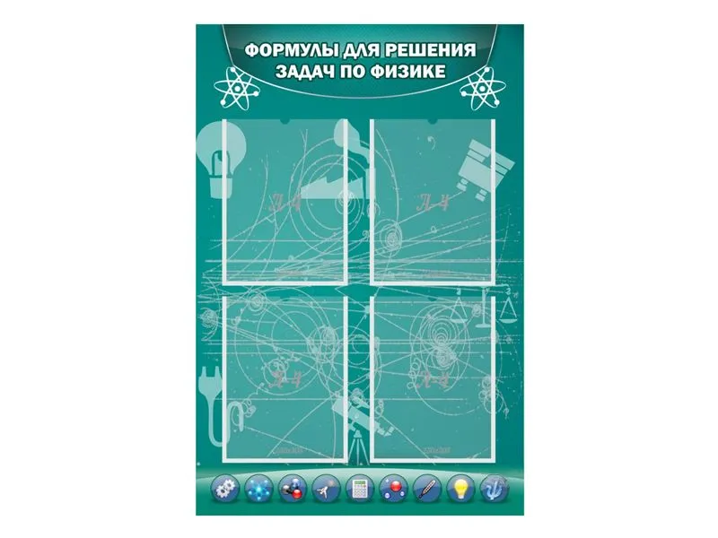 Стенд «Формулы» для решения задач по физике 60×90 см