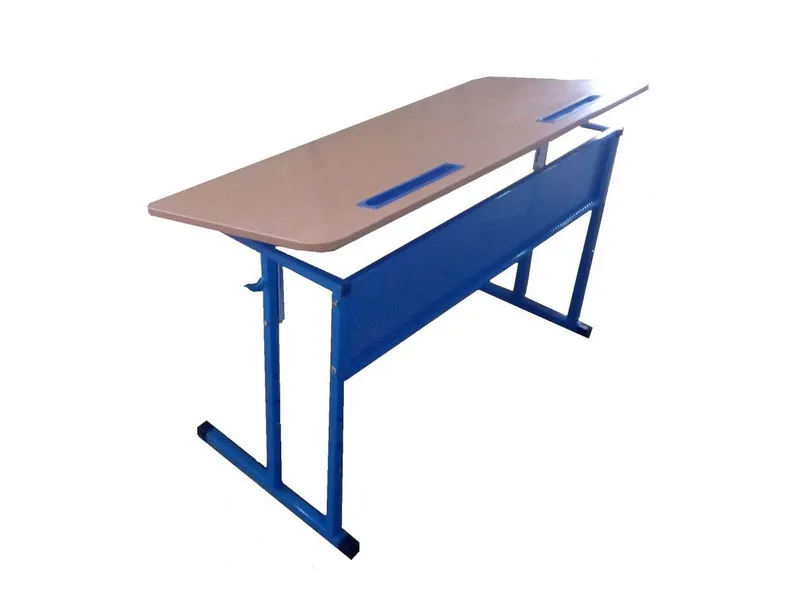 Стол ученический двухместный, с перфорированным экраном, с регулировкой наклона столешницы