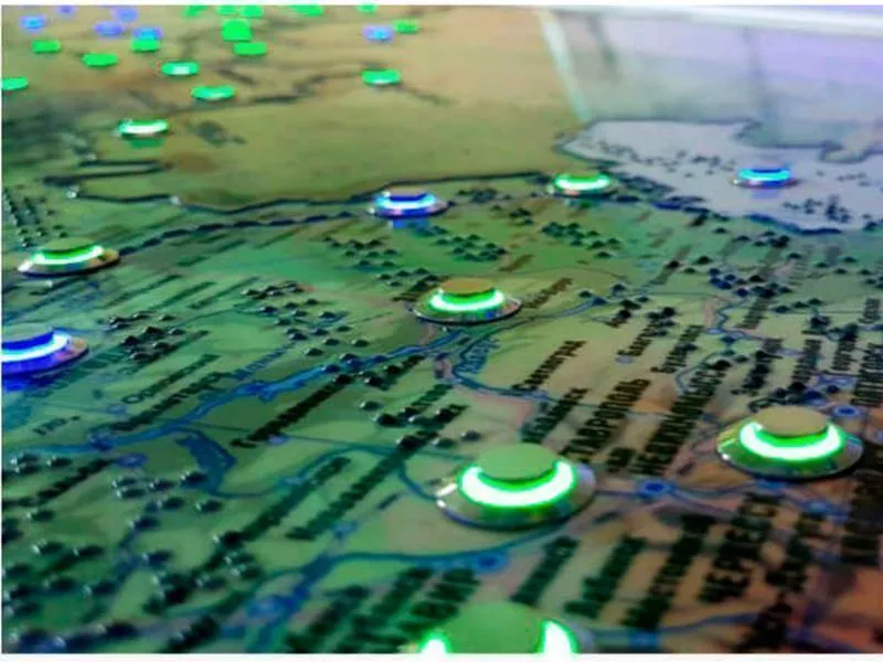 Стенд Карта России рельефная, с кнопками, 204х124х5 см, для детей с ОВЗ