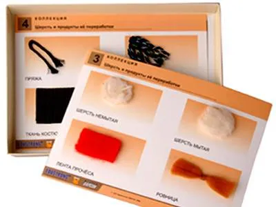 Коллекция образцов Шерсть и продукты ее переработки (средняя школа)