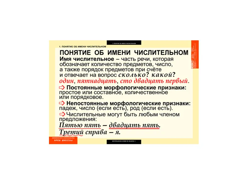 Таблицы «Русский язык — Числительные и местоимения» 68×98 см