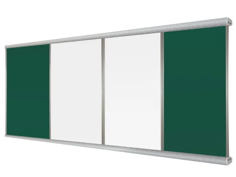 Раздвижная рельсовая система досок комбинированная 120х360 под интерактивную панель 4 рабочие поверх