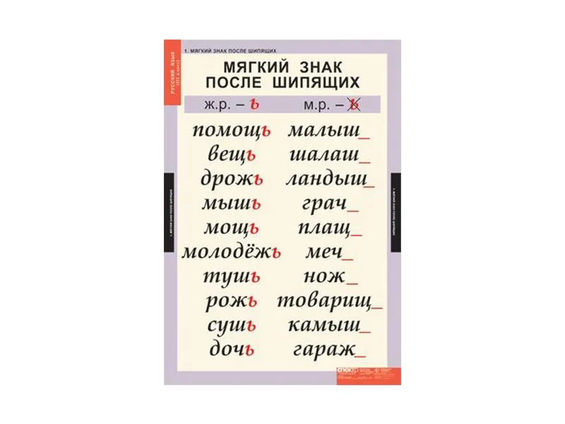 Таблицы «Русский язык» для 3 класса, 68×98 см