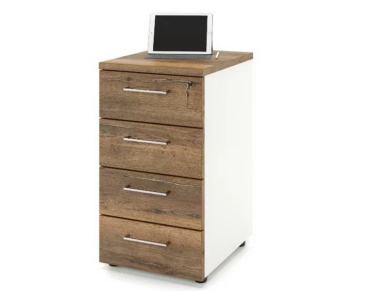 Тумба приставная, 4 ящика с центральным замком