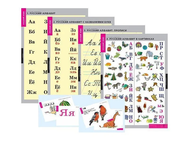 Русский алфавит (таблицы 4 шт. 68х98 см + 224 карточки)