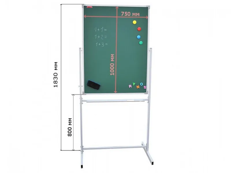 Доска меловая одноэлементная передвижная 100х75 см, поворотная