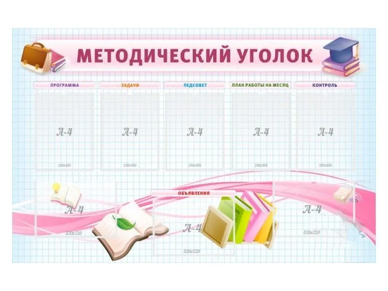 Стенд Методический уголок 140х90 см