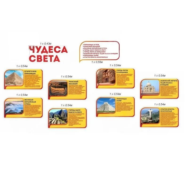 Комплект стендов для кабинета истории «Чудеса света»