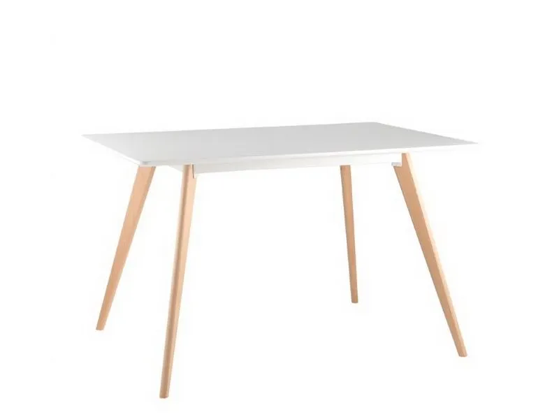 Обеденный стол 120×80 белый на массиве бука
