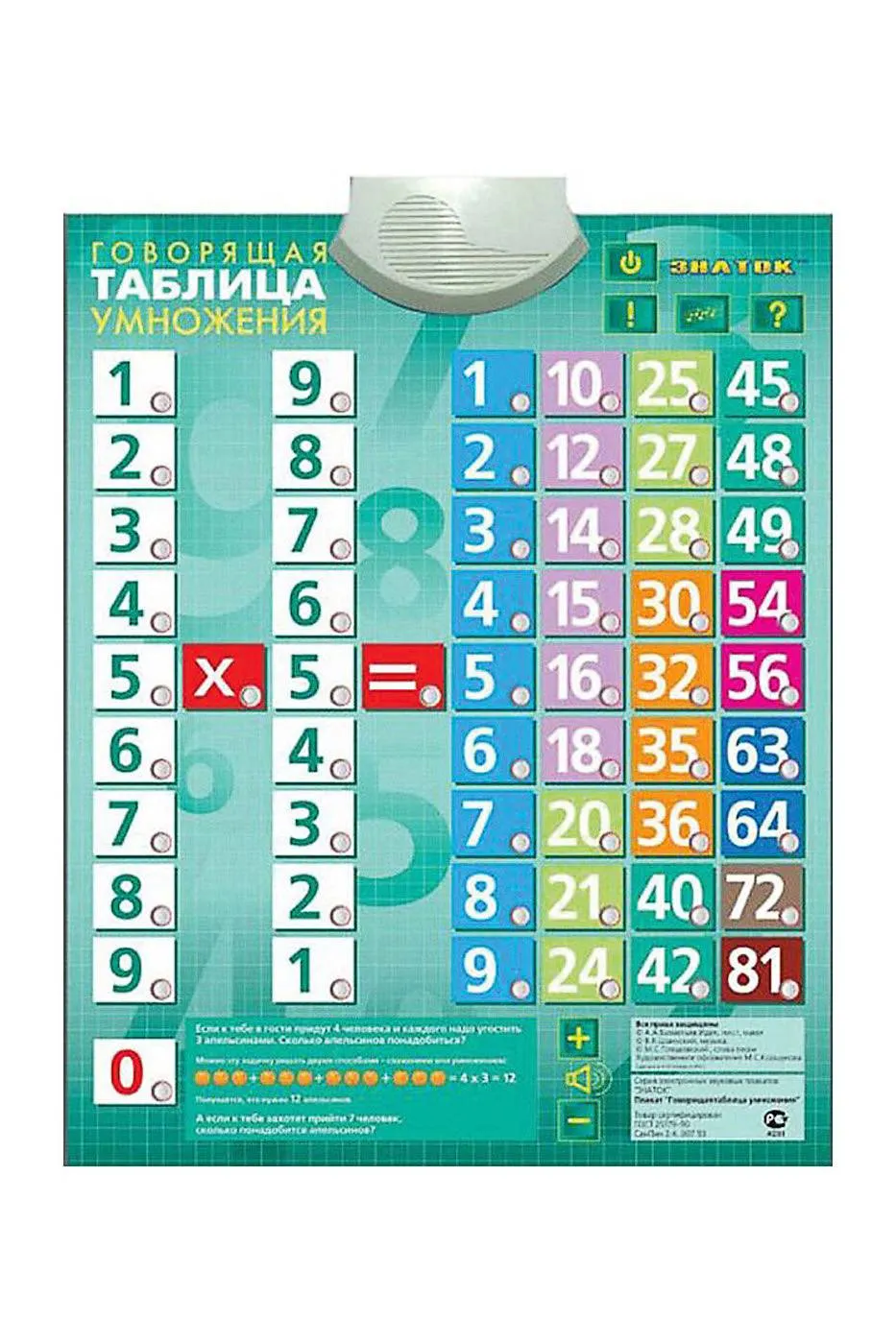 Звуковой плакат «Таблица умножения» для детей с ОВЗ