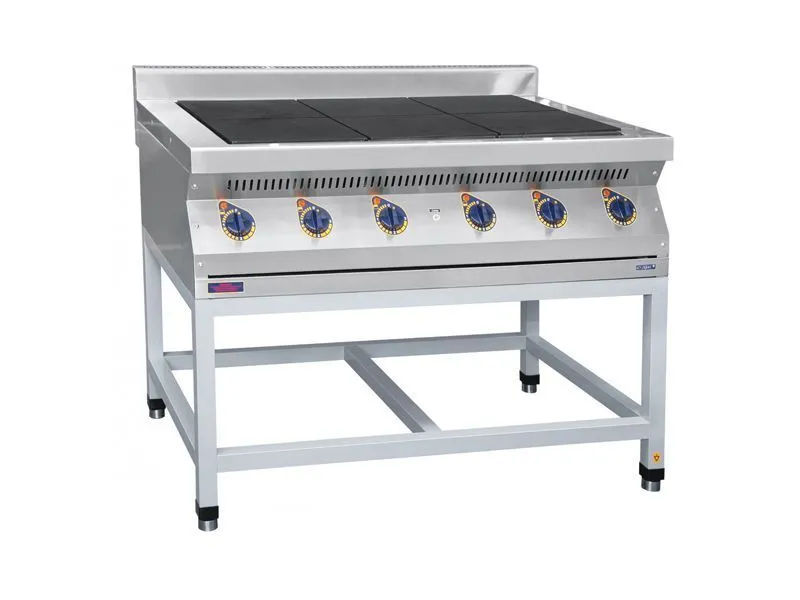 Плита электрическая на подставке, нерж.ст., 6 конфорок, 111,1х75х94 см