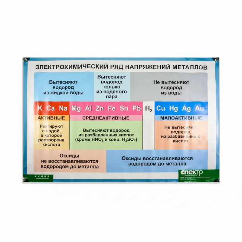 Таблица "Электрохимический ряд напряжений металлов" (винил)