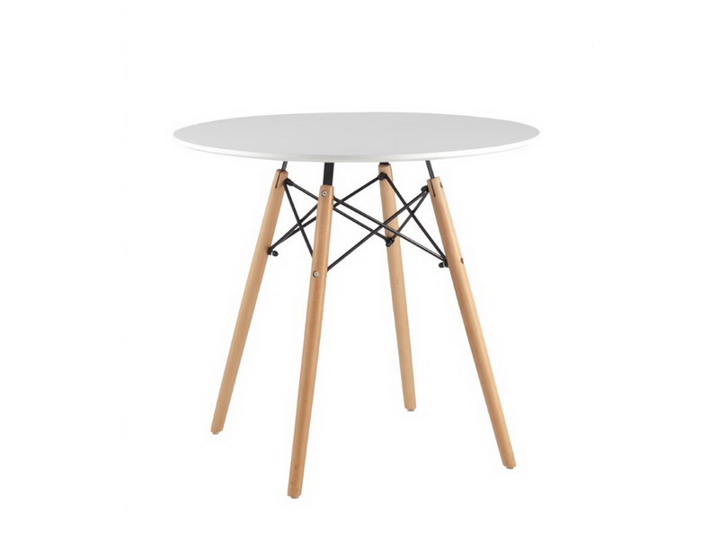 Стол круглый, белый на дер. ножках