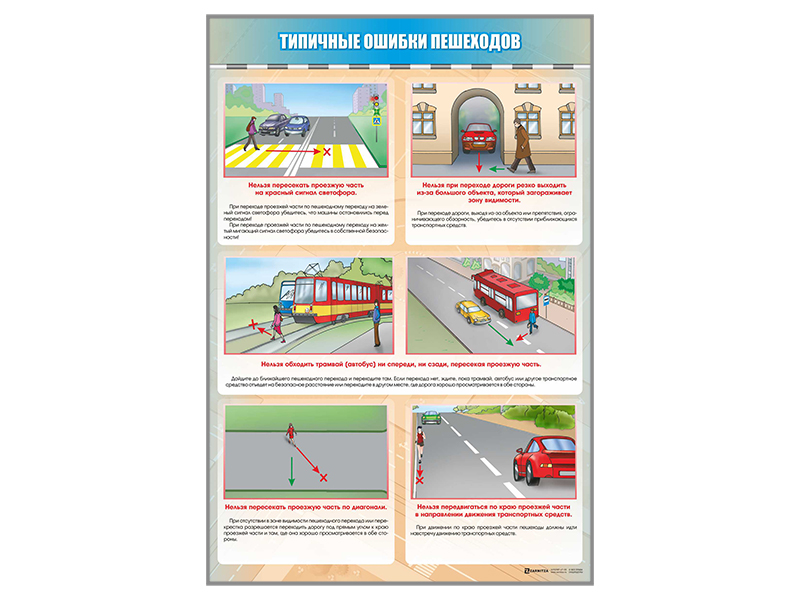 Стенд по ПДД Типичные ошибки пешеходов, 69х100 см