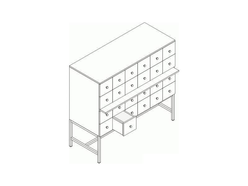 Шкаф картотечный на металлокаркасе 24 ячейки