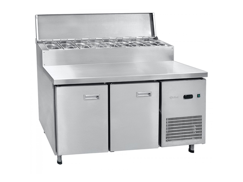 Стол холодильный для пиццы, 2 дверки, 2 полки + гастроемкости, b700 мм