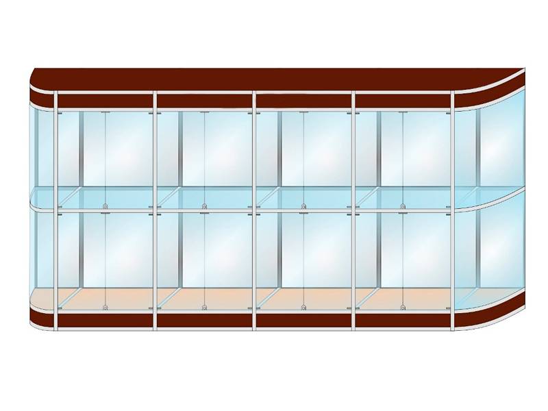 Витрина напольная, 280х230х30 см