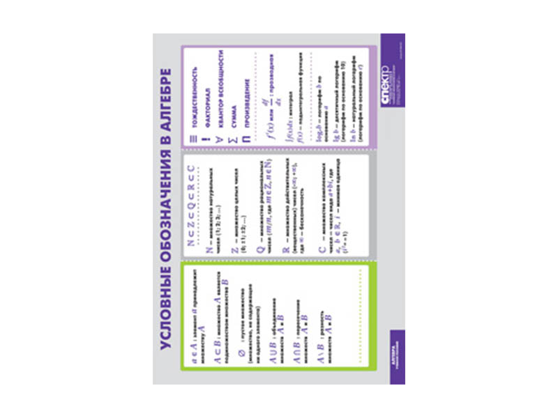 Таблица Условные обозначения в алгебре (винил) 