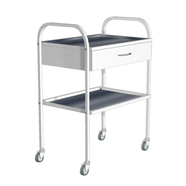 Стол инструментальный с ящиком, колеса резина