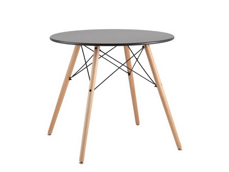 Стол круглый, черный на дер. ножках