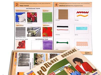 Коллекция промышленных образцов тканей, ниток и фурнитуры.