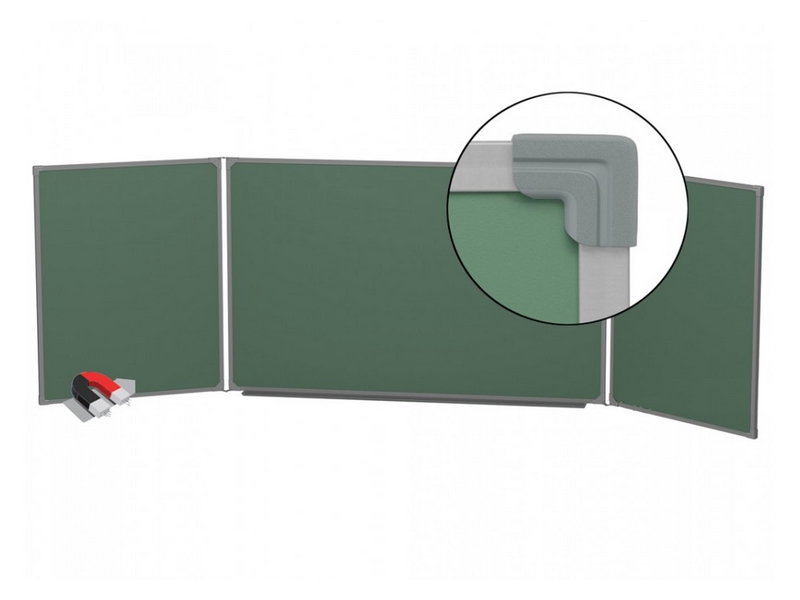Трехэлементная магнитно-меловая доска 100х500 - алюминиевый профиль