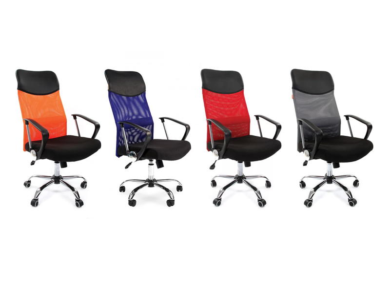 Кресло CHAIRMAN (ткань, сетчатая спинка, хром.каркас), цвет черный