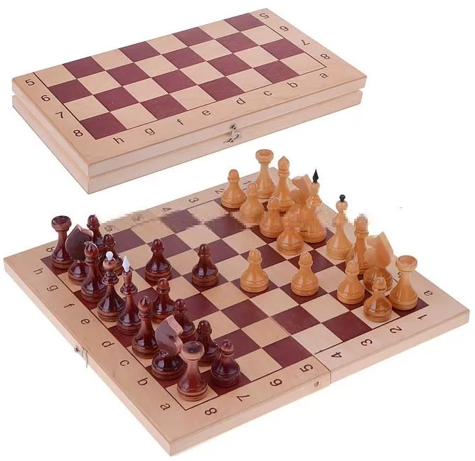 Шахматы обиходные лакированные с доской из ДВП (29 см)