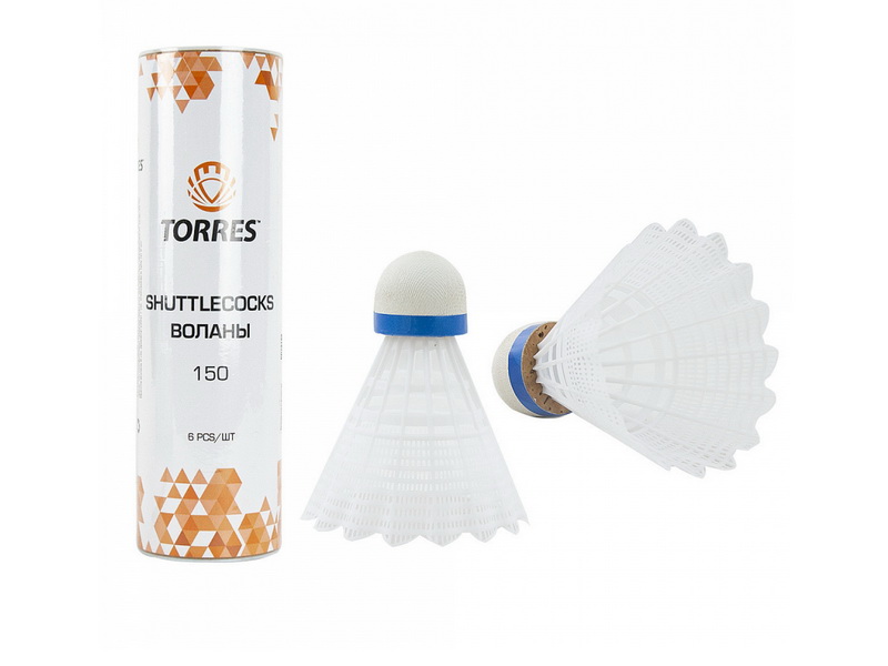 Воланчики для бадминтона Torres 150, цвет белый (6 шт)