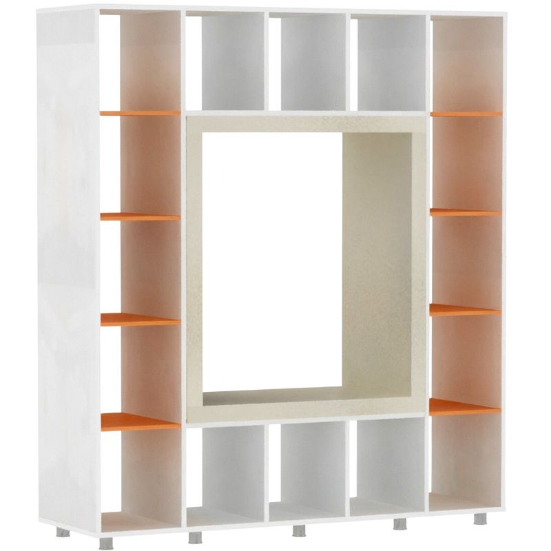 Стеллаж с мягким сиденьем 1916х600х2242 мм (белый/оранжевый)