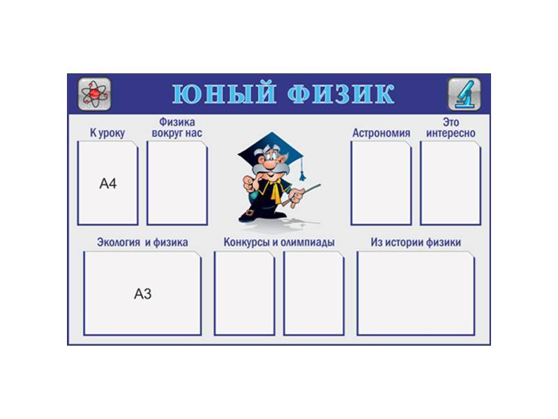 Стенд Юный физик 150х100 см