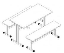Стол обеденный 4-х местный с двумя скамьями