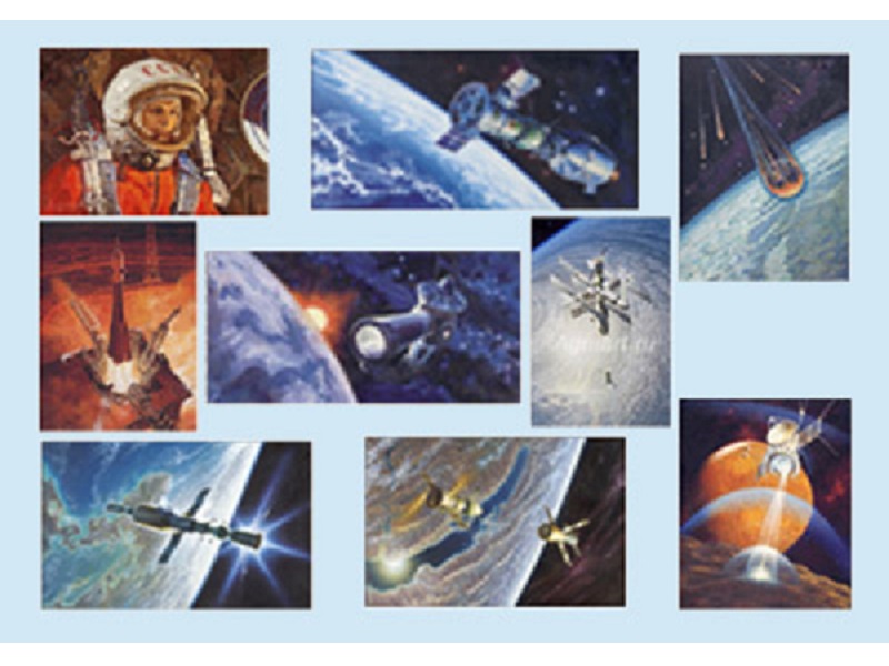 Космос человечеству - 1. Набор художественных репродукций 50х70 см по истории и 