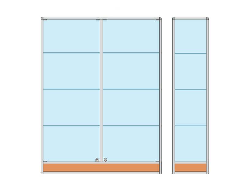 Витрина музейная стеклянная широкая - В4