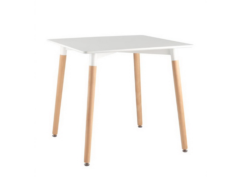 Стол квадратный 80х80, белый на дер. ножках