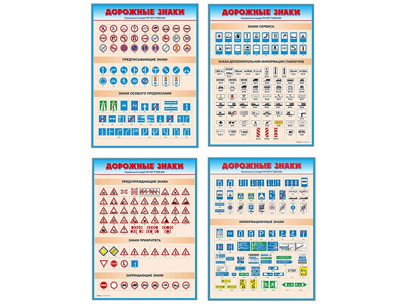 Комплект стендов по ПДД Дорожные знаки 4 шт.