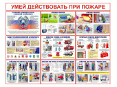 Плакаты Действия при пожаре, 29,7х42 см, 9 шт.