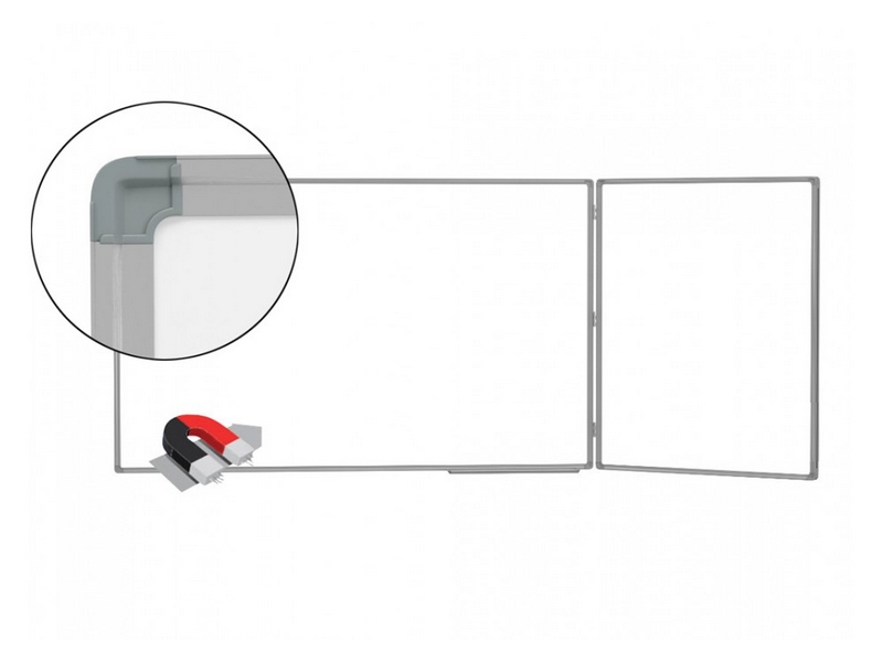 Двухэлементная магнитно-маркерная доска 100х225 - алюминиевый профиль створка слева
