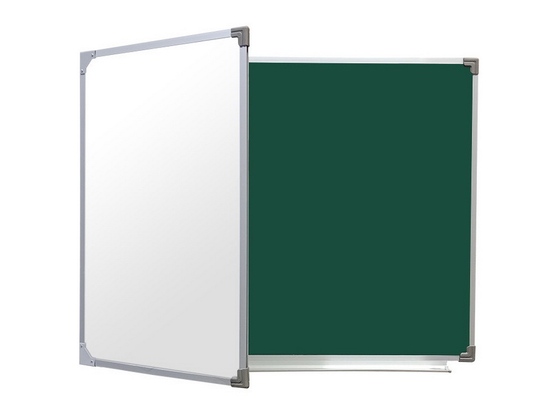 Двухэлементная магнитно-комбинированная доска 100х225 - алюминиевый профиль створка слева