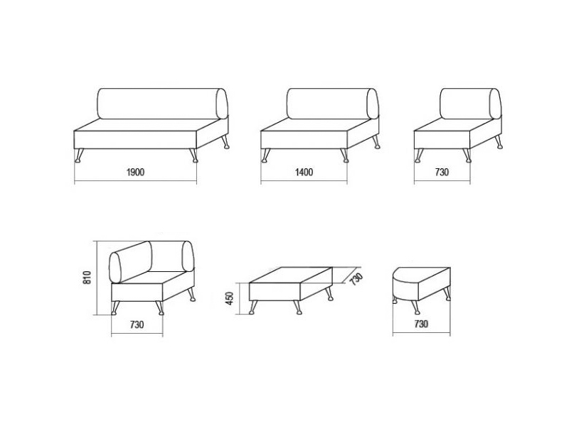 Мебель для холла. Вариант 1 (мягкие модули)