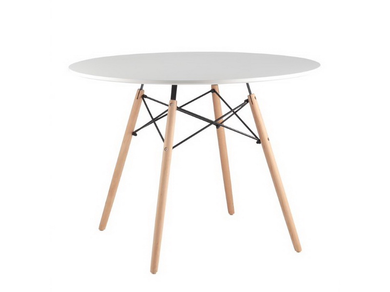 Стол круглый D=100, белый на дер. ножках