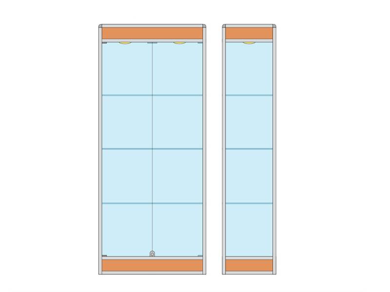 Витрина напольная, 2050х732х400 мм