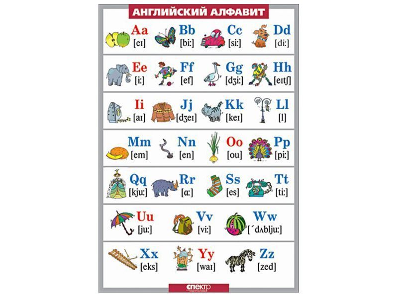 Таблица Английский алфавит в картинках 100х140 см