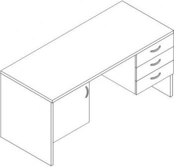 Стол преподавателя (тумба + 3 ящика), 160х68х75 см