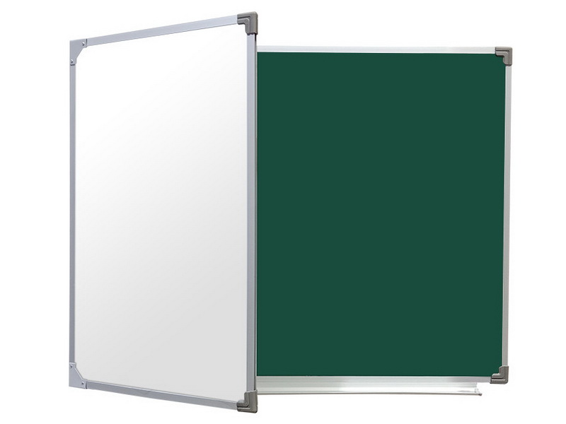 Двухэлементная магнитно-комбинированная доска 120х255 - алюминиевый профиль створка слева