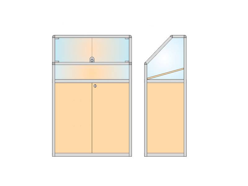 Витрина музейная наклонная, 850х1300х450 мм