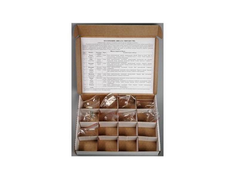 Коллекция минералов — шкала твёрдости, 9 образцов