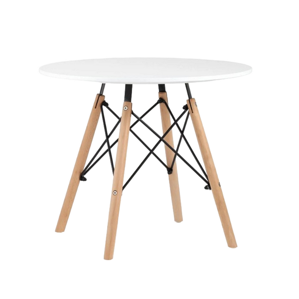 Стол круглый D=60, белый на дер. ножках